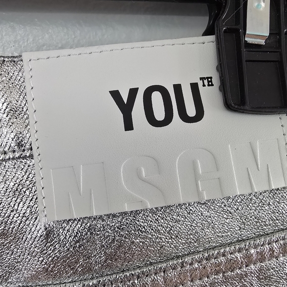 MSGM Coated Metallic Silver Mini Skirt 10 Concert Festival *read* - Picture 11 of 16